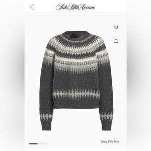 Nili Lotan Grey Fair Isle Sweater
